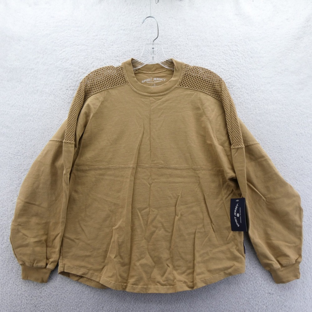Spirit Jersey Shirt Womens Small Tulum Mexico Tan Mesh‎ Long Sleeve Cotton